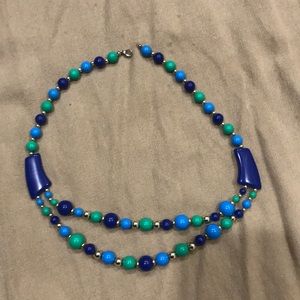Vintage 1980s plastic bead two tier necklace